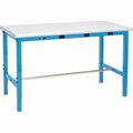 Global Industrial 72 x 36 Adjustable Height Workbench, Power Apron, ESD Safety Edge Blue 607268BBLA